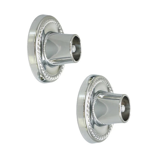 Decorative 2-7/8" Round Shower Rod Flange (Pair) 1" ID Polished Chrome