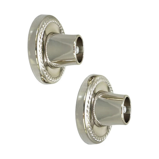 Decorative 2-7/8" Round Shower Rod Flange (Pair) 1" ID Polished Nickel