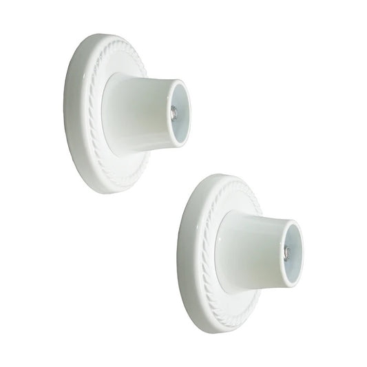 Decorative 2-7/8" Round Shower Rod Flange (Pair) 1" ID White