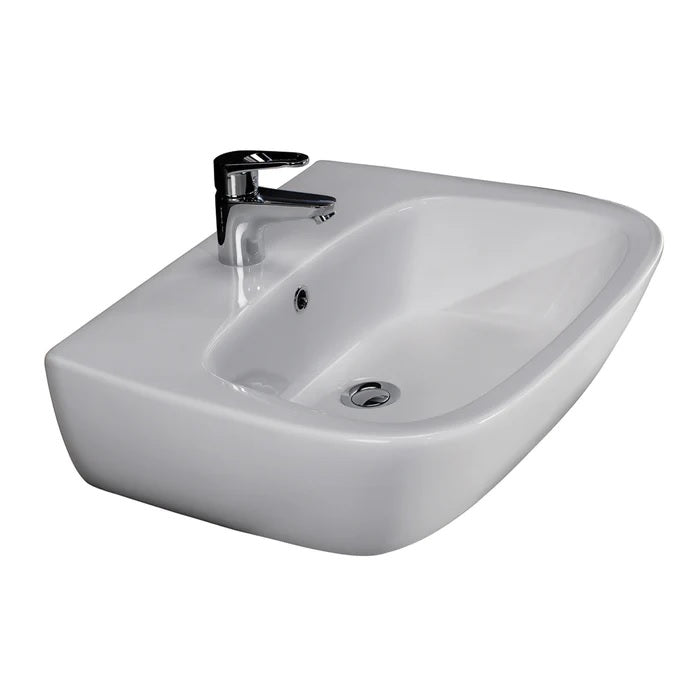 Elena 450 Wall Hung Bathroom Sink with 1 Faucet Hole White