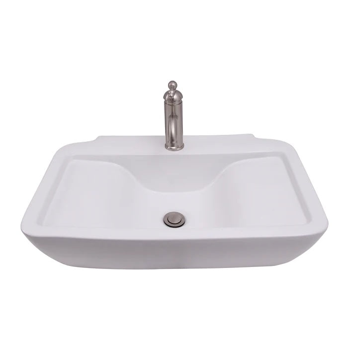 Leeds 25" Rectangular Wall Hung Bathroom Sink 4" Centerset White