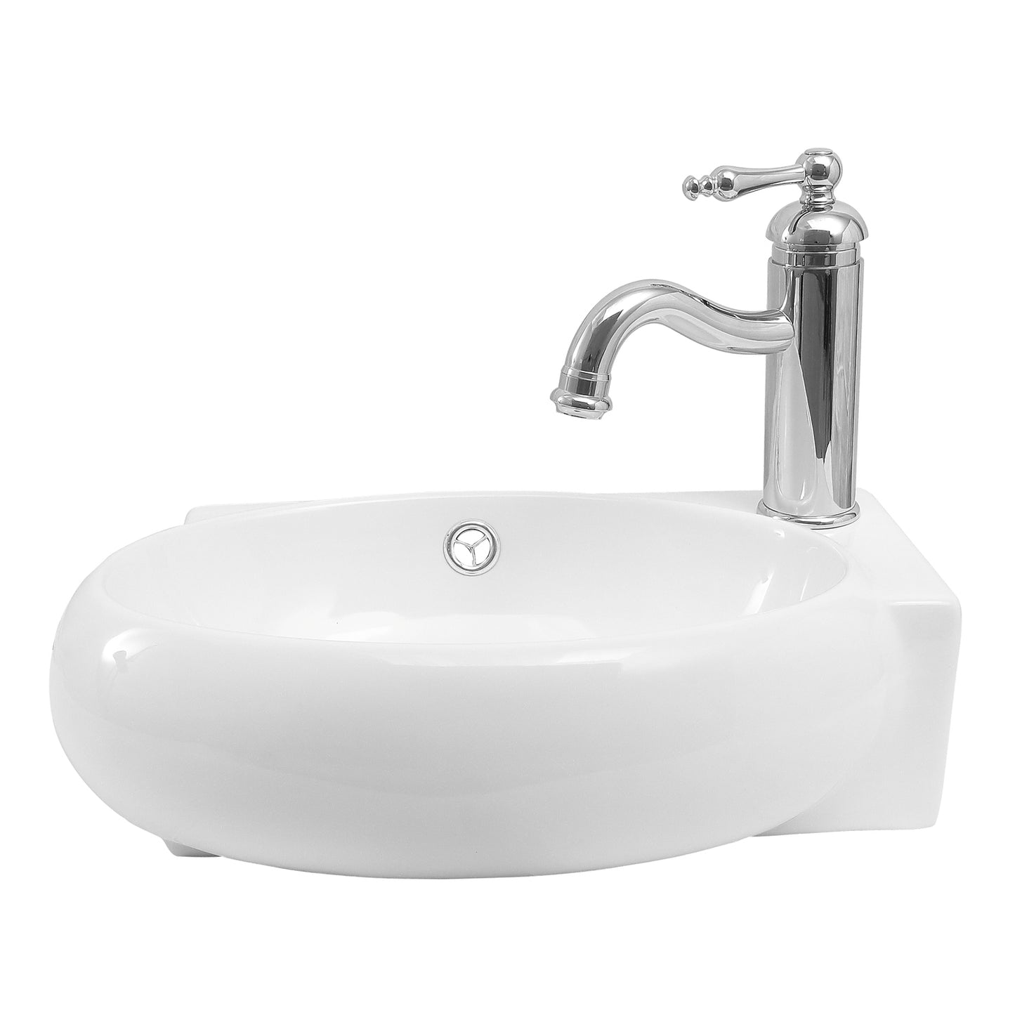 Molly 16" Wall Hung Bathroom Sink White 1 Faucet Hole