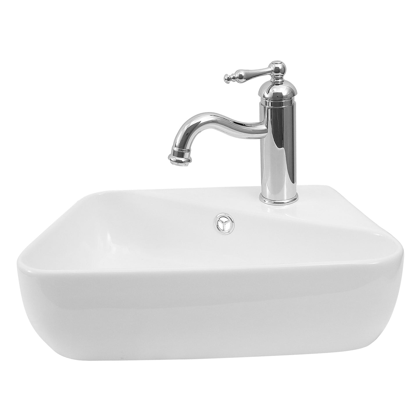 Nikki 17" Wall Hung Bathroom Sink White 1 Faucet Hole