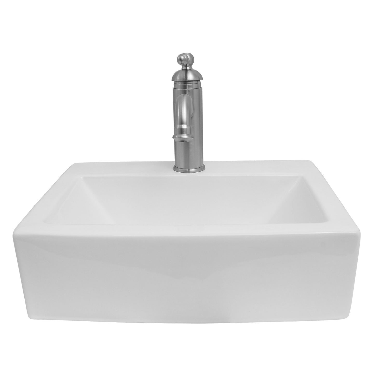 Sophie 17" Rectangular Wall Hung Bathroom Sink White 1 Faucet Hole