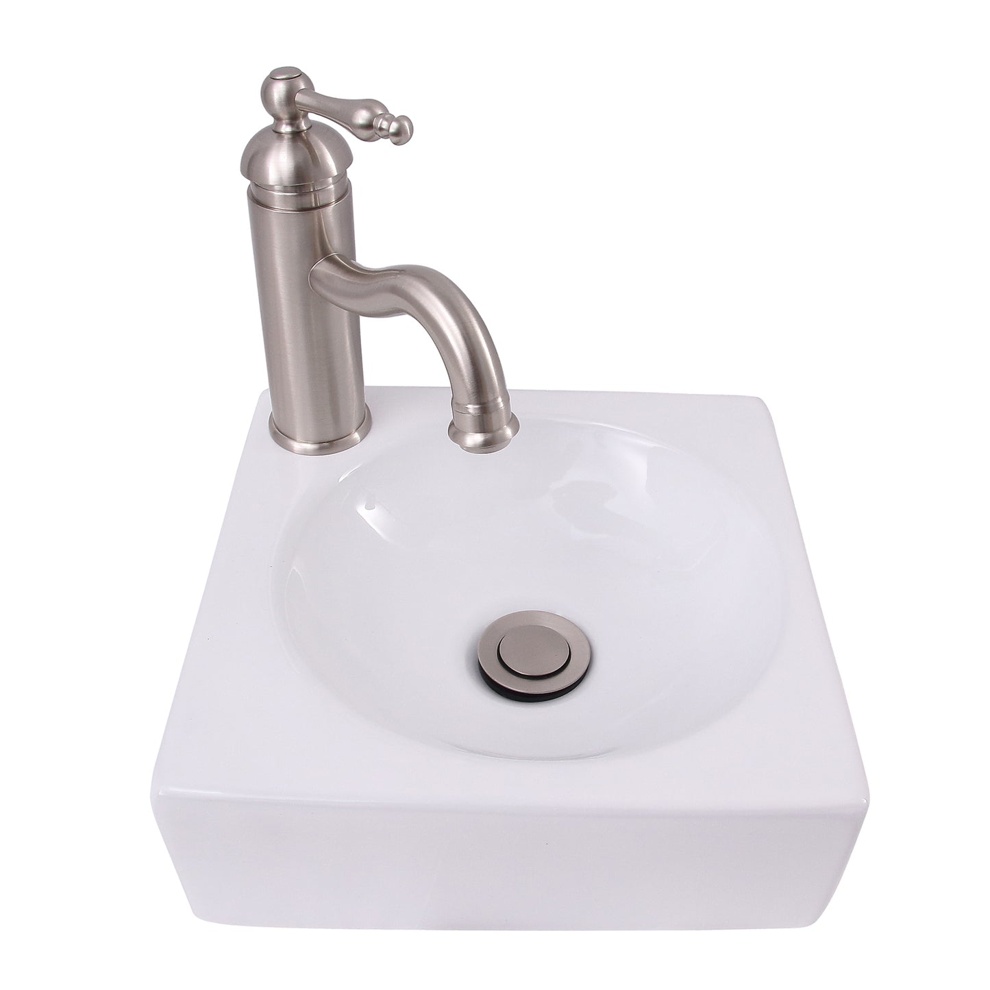 Trixie 11" Petite Wall Hung Bathroom Sink White 1 Faucet Hole