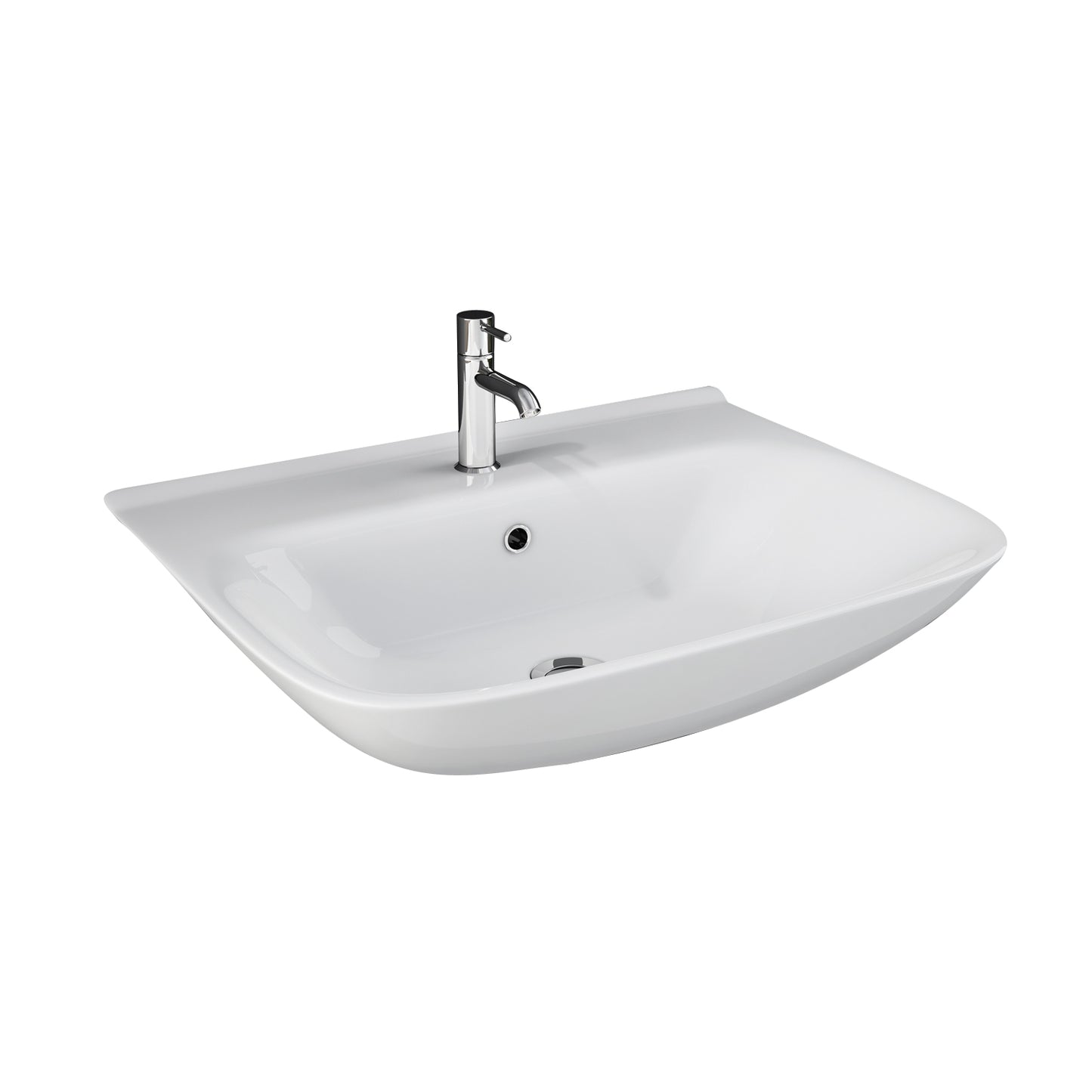 Eden 650 Wall Hung Bathroom Sink 8" Widespread White