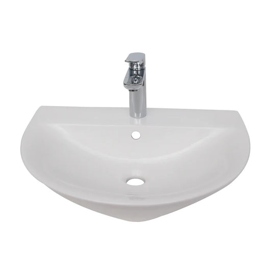 Morning 650 Wall Hung Sink with 1 Faucet Hole and Overflow White