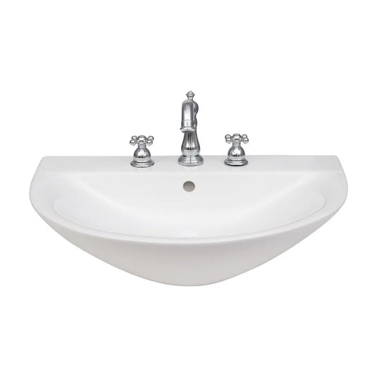 Morning 650 Wall Hung Sink with 8" Widespread and Overflow White