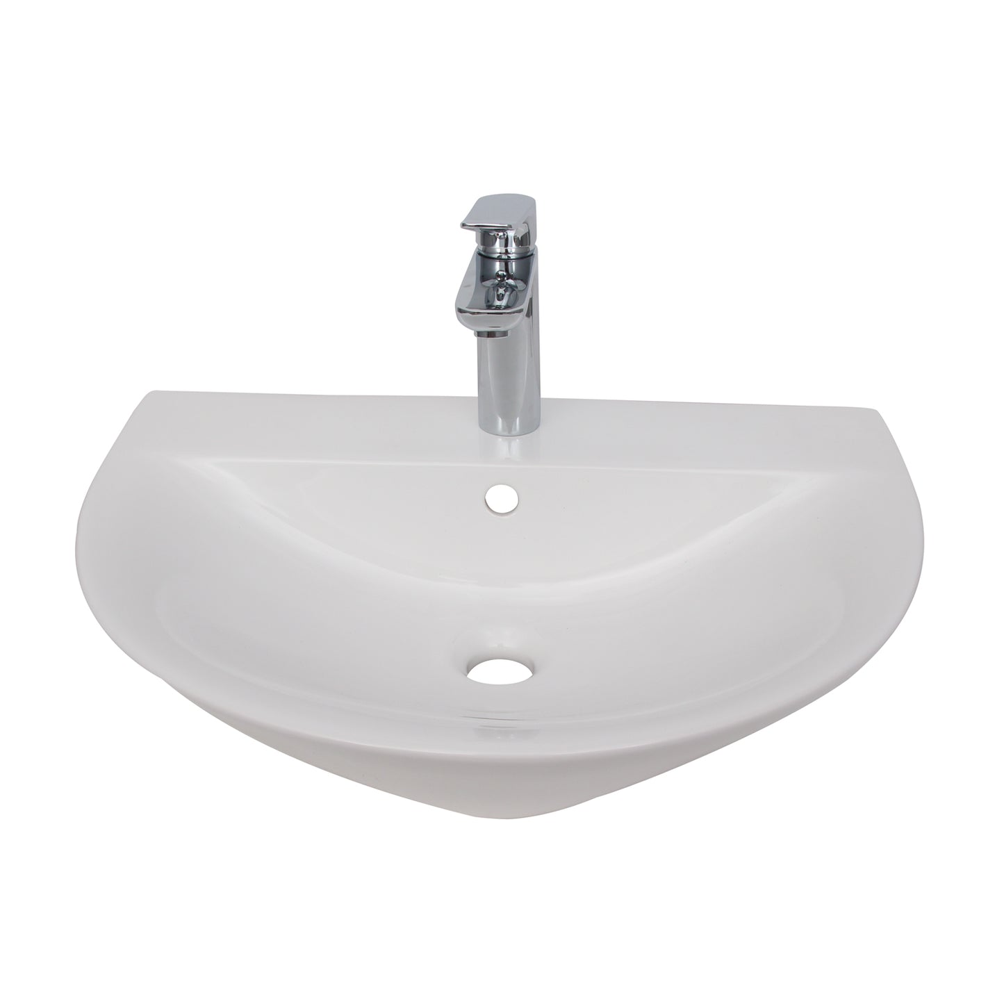 Morning 600 Wall Hung Bathroom Sink with 1 Faucet Hole White