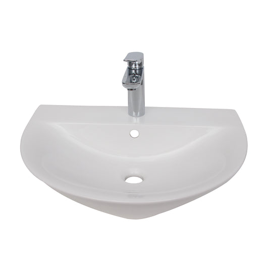 Morning 600 Wall Hung Bathroom Sink with 1 Faucet Hole White