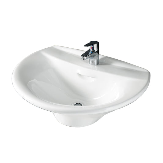 Venice 650 Wall Hung Bathroom Sink with 1 Faucet Hole White
