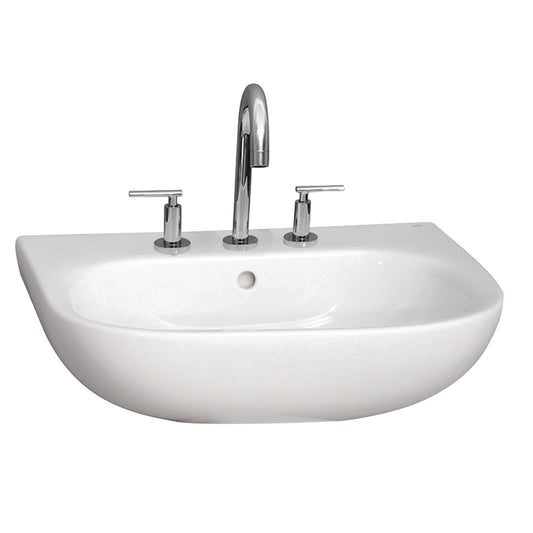 Caroline 550 Wall Hung Bathroom Sink White 8" Widespread