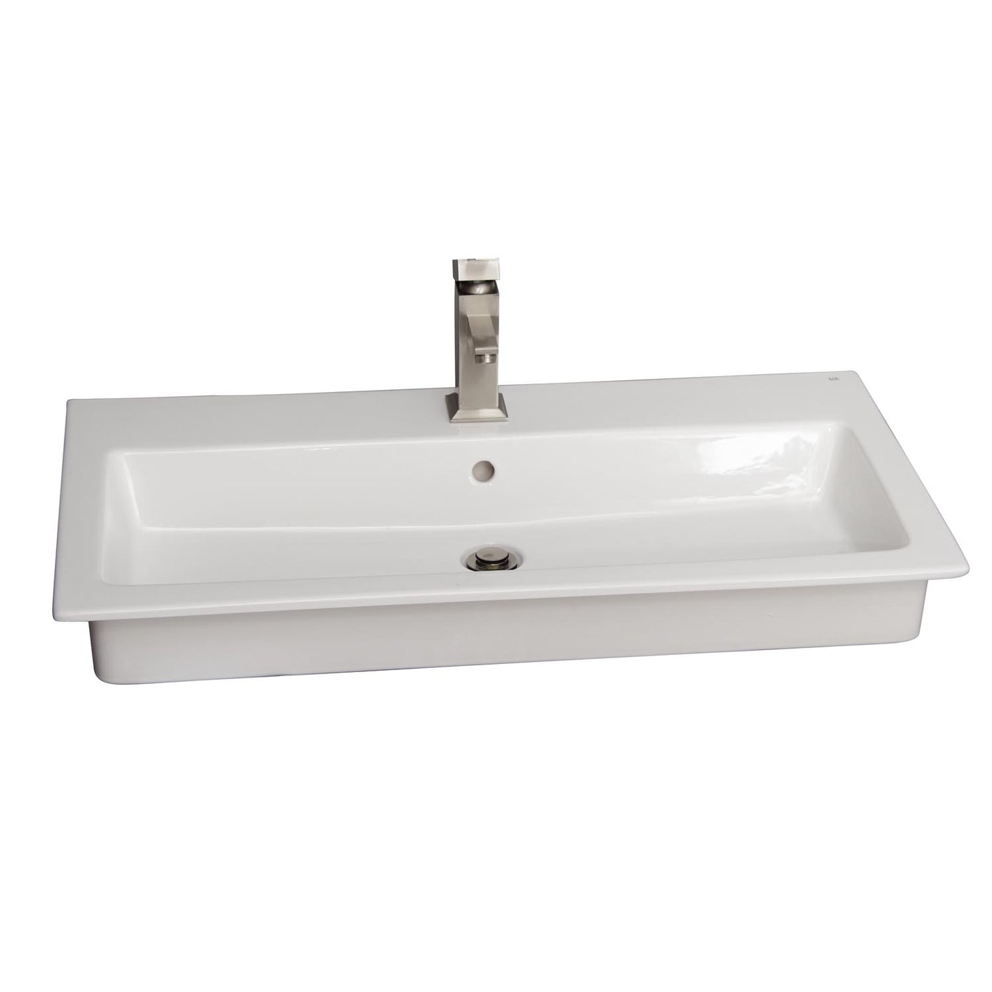 Harmony 35" Drop in Wash Basin Sink with 1 Faucet Hole White