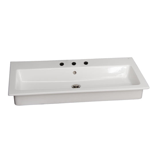 Harmony 35" Drop in Wash Basin Sink 8" Widespread White