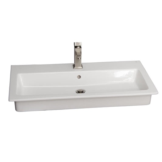 Harmony 47" Rectangal Drop-in Basin Sink White Single Faucet Hole