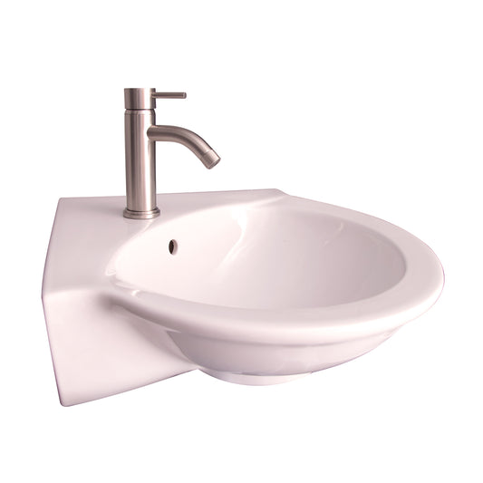 Evolution Corner Wall Hung Bathroom Sink 4" Centers Bisque