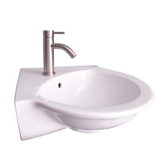 Evolution Corner Wall Hung Bathroom Sink 4" Centers White