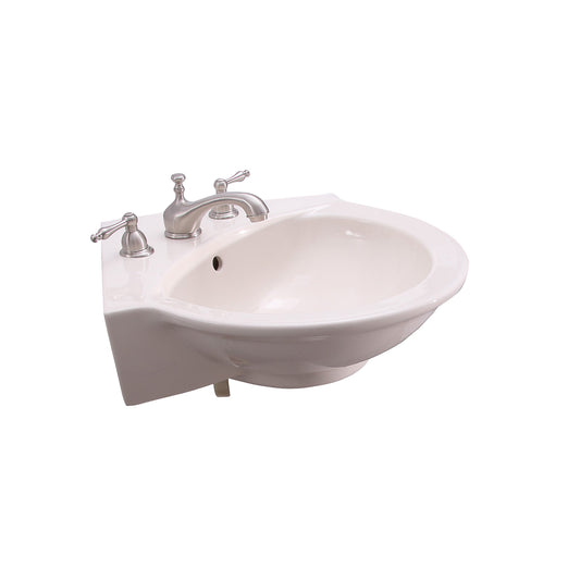 Evolution Corner Wall Hung Bathroom Sink 8" Widespread White