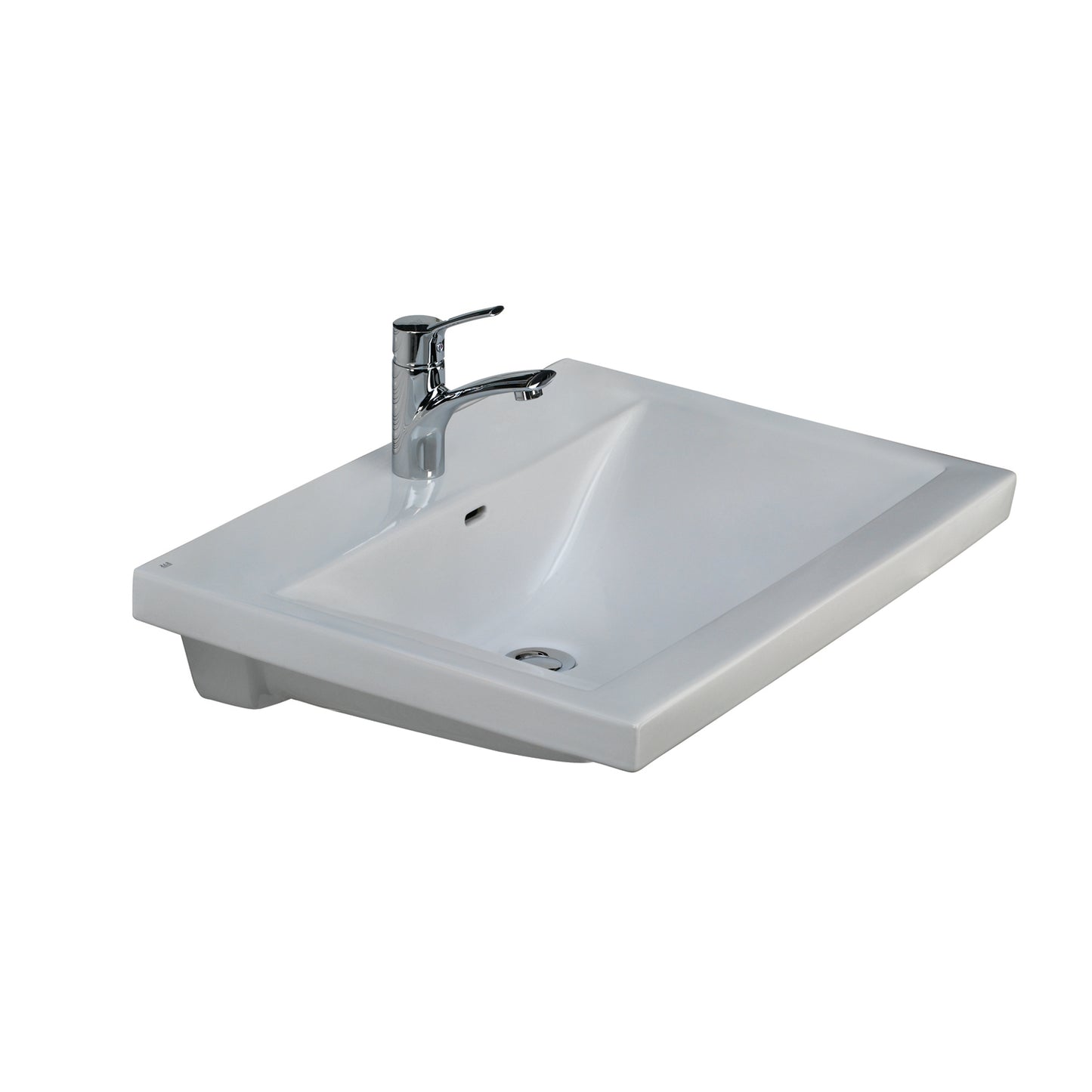 Mistral 650 Wall Hung Bathroom Sink 1 Faucet Hole White