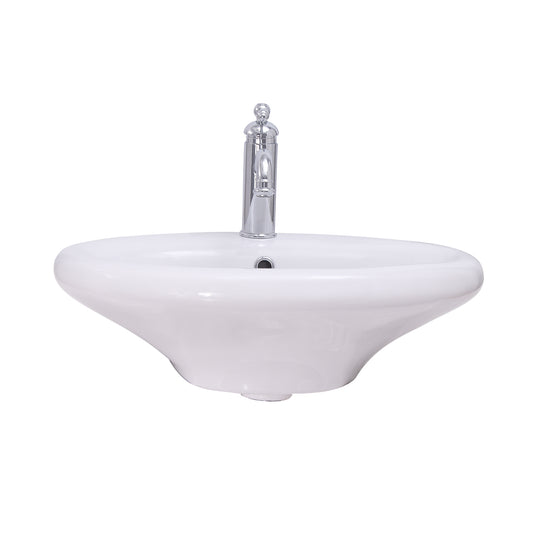 Collins Oval Wall Hung Sink with 1 Faucet Hole and Overflow in White