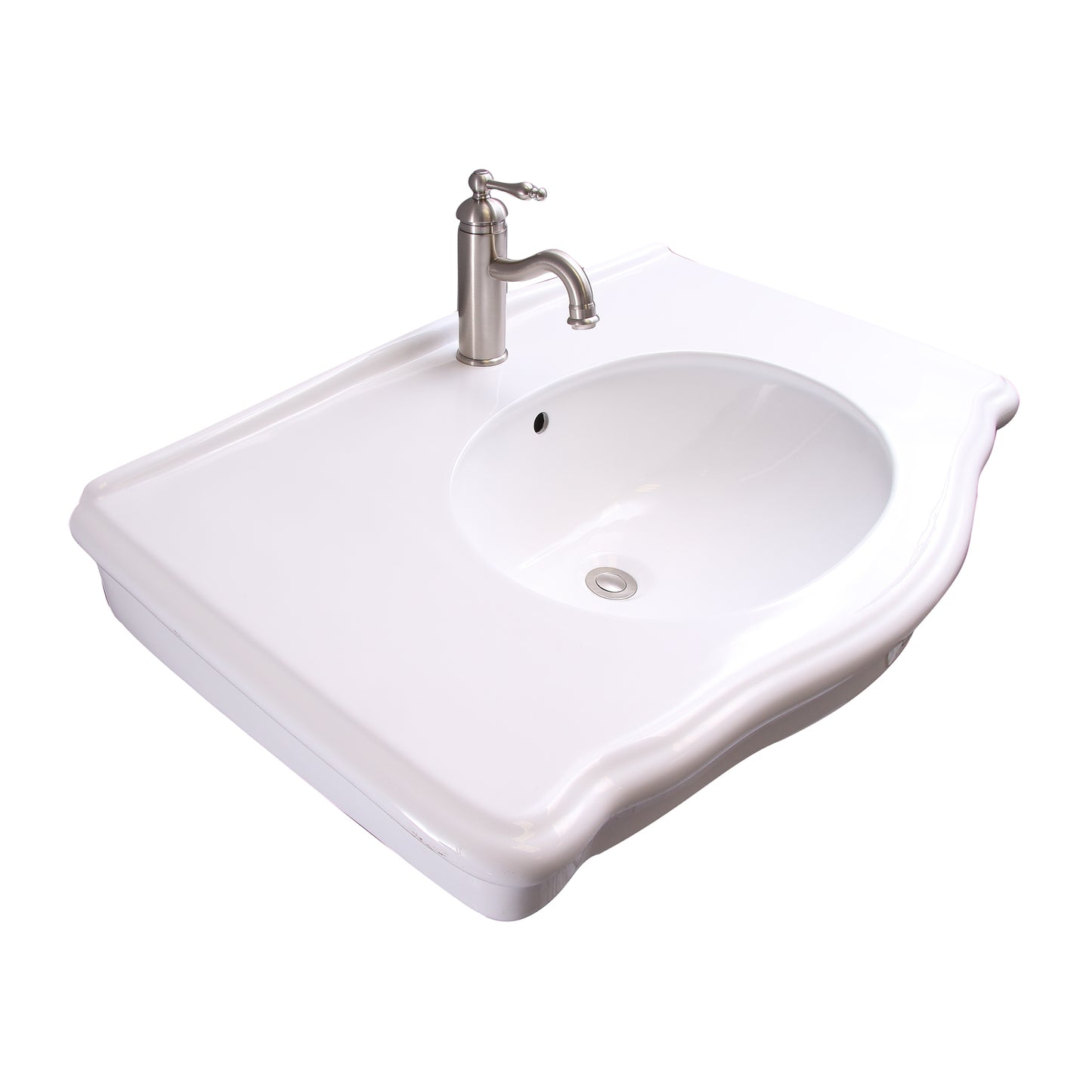 Anders Vanity Wall Hung Sink with 1 Faucet Hole and Overflow in White