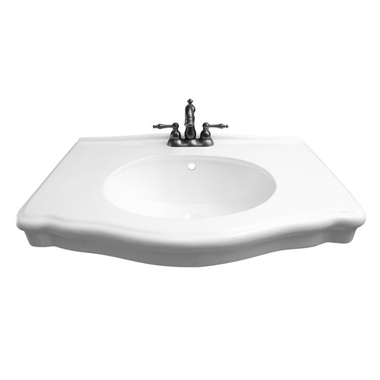 Anders Vanity Wall Hung Sink for 4" Centerset with Overflow in White