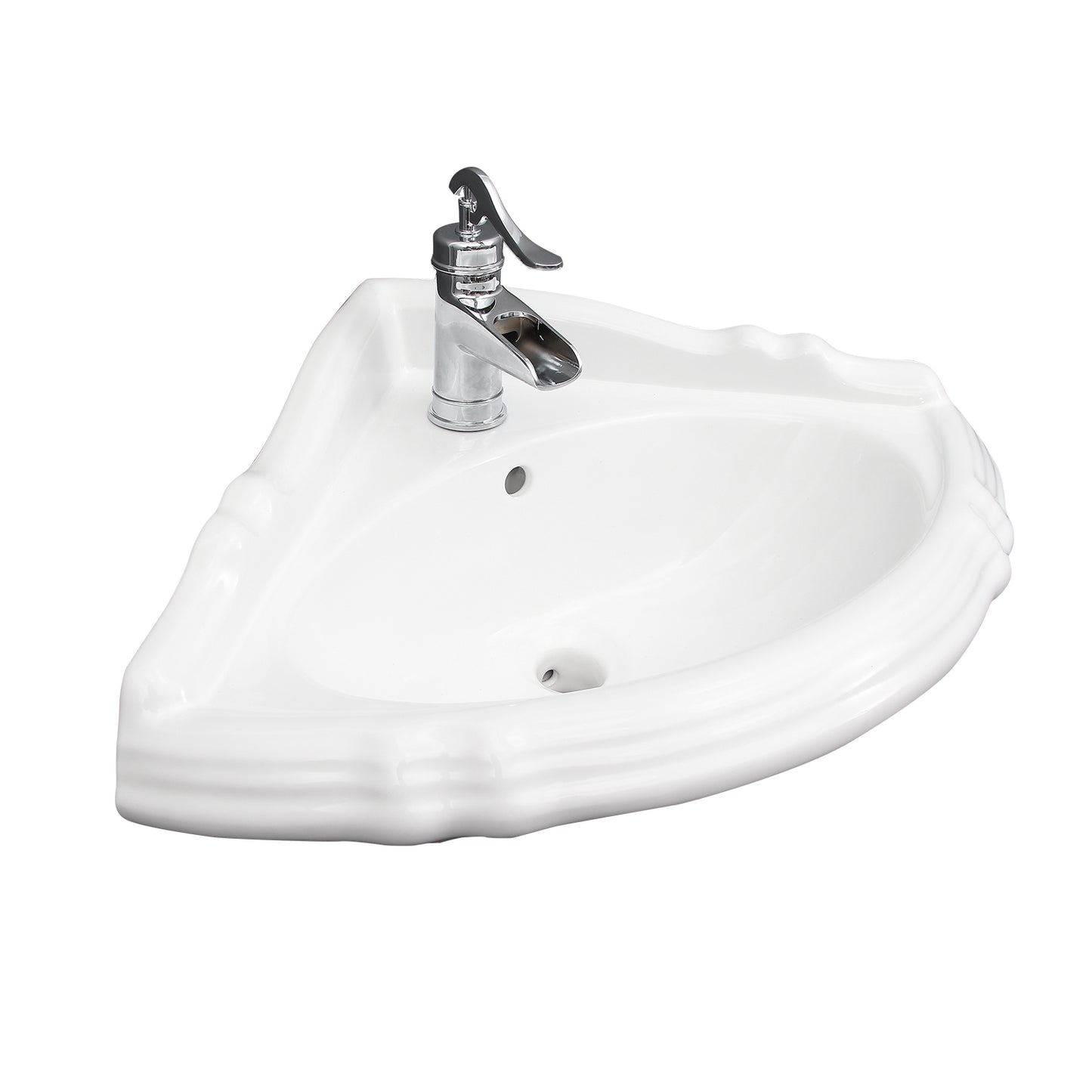 Ethan Corner Wall Hung Sink with 1 Faucet Hole and Overflow White