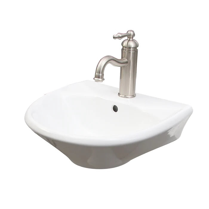 Gair Wall Hung Bathroom Sink with 1 Faucet Hole and Overflow White