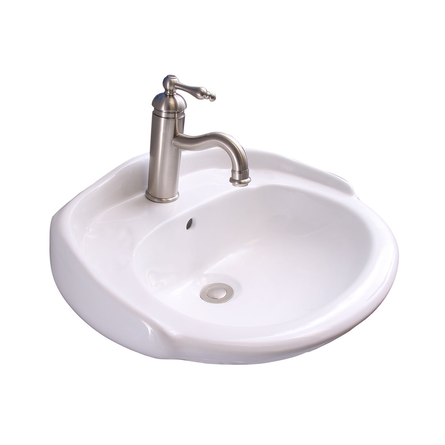 Arianne 19" Wall Hung Sink with 1 Faucet Hole and Overflow White