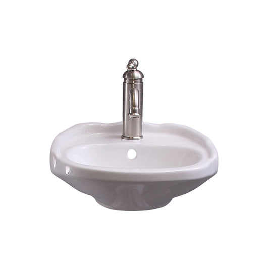 Silvi 15" Wall Hung Sink with 1 Faucet Hole and Overflow White