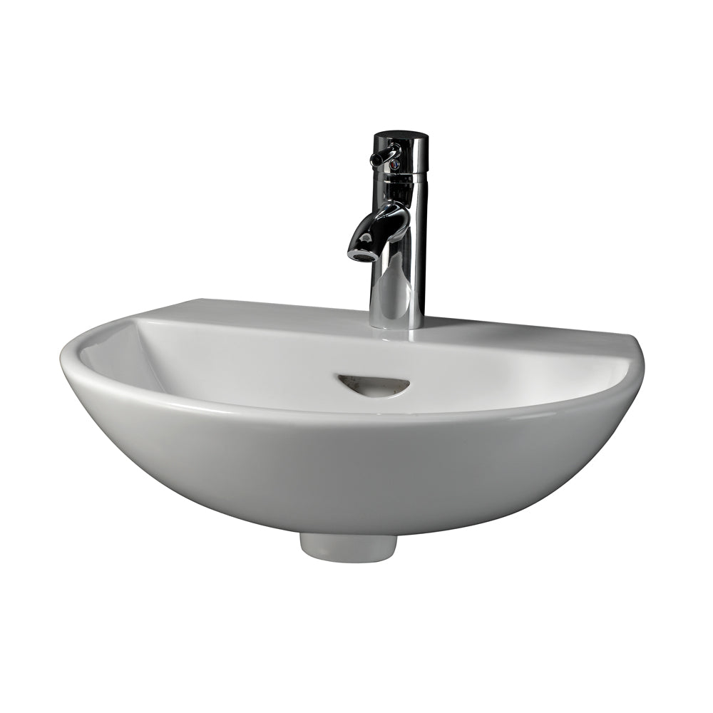 Reserva 550 Slim Wall Hung Sink with 1 Faucet Hole and Overflow White