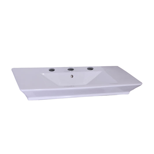 Opulence Vessel Sink White 39-1/2" with Rectangle Bowl & Widespread Faucet