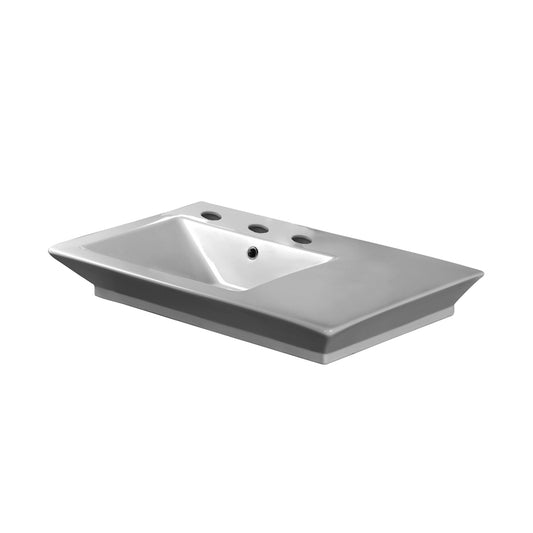 Opulence Vessel Sink White 31" with Offset Rectangle Bowl & Widespread Faucet