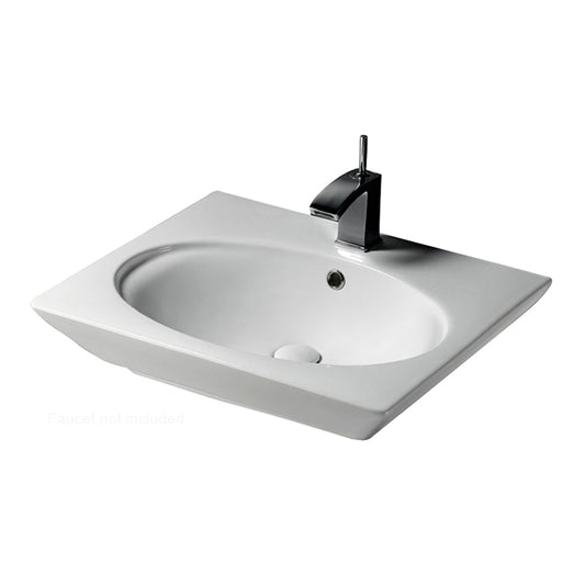 Opulence Wall Hung Bathroom Sink White Oval Bowl 8" Widespread