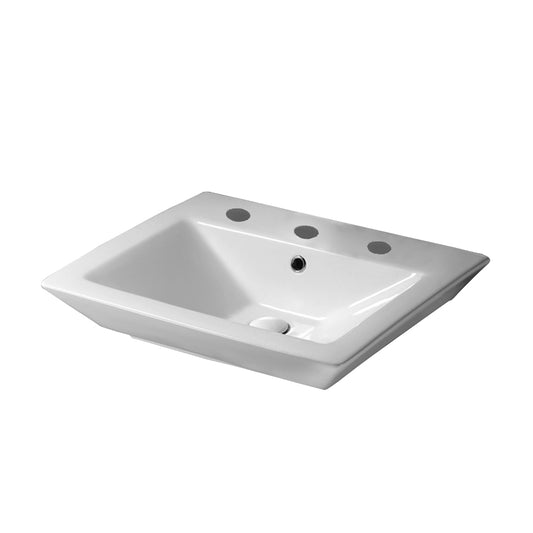 Opulence Vessel Sink White 23" with Rectangle Bowl & Widespread Faucet