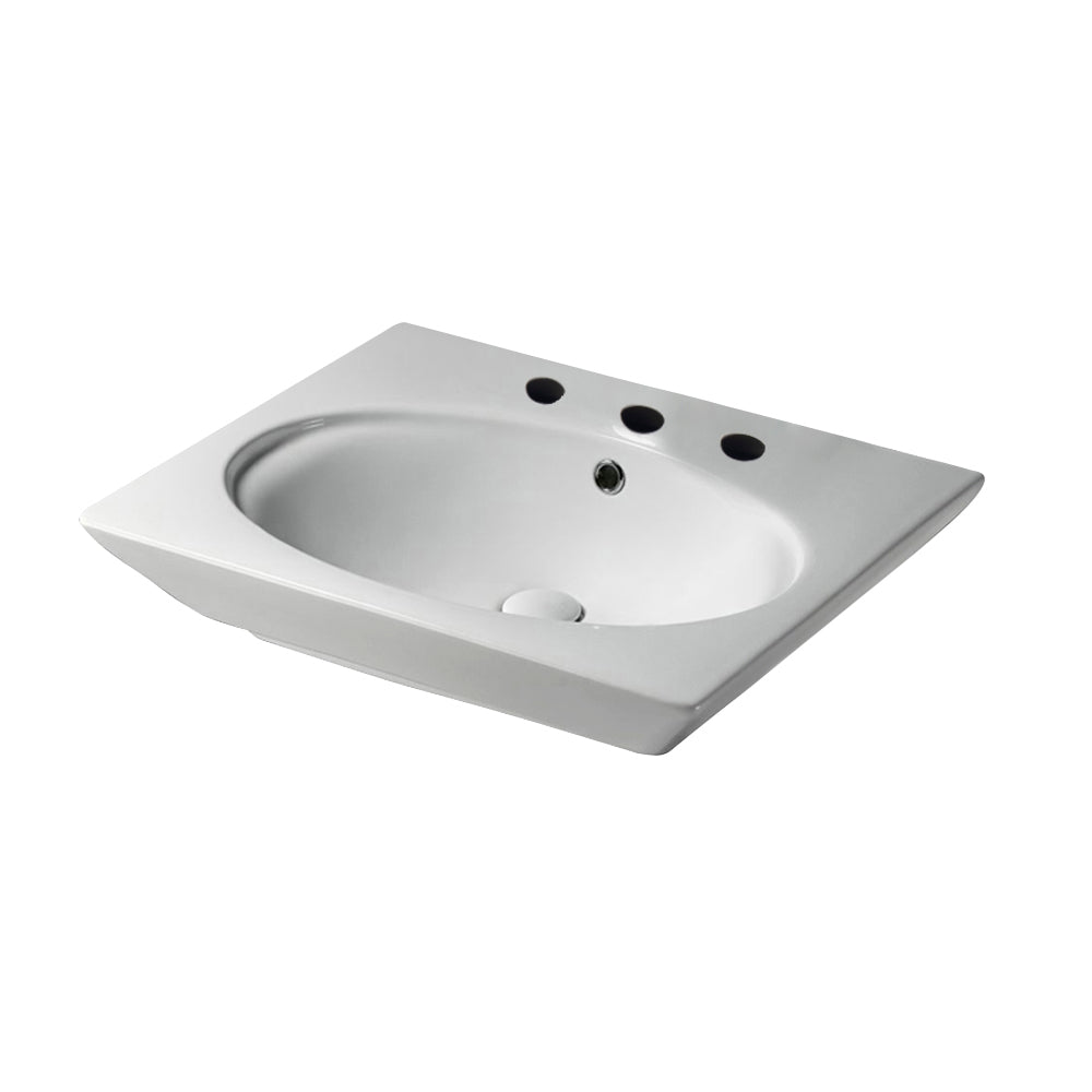 Opulence Vessel Sink White 23" with Oval Bowl & Widespread Faucet
