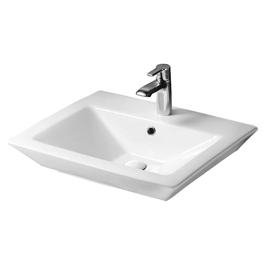 Opulence Vessel Sink White 23" with Rectangle Bowl & Centerset Faucet