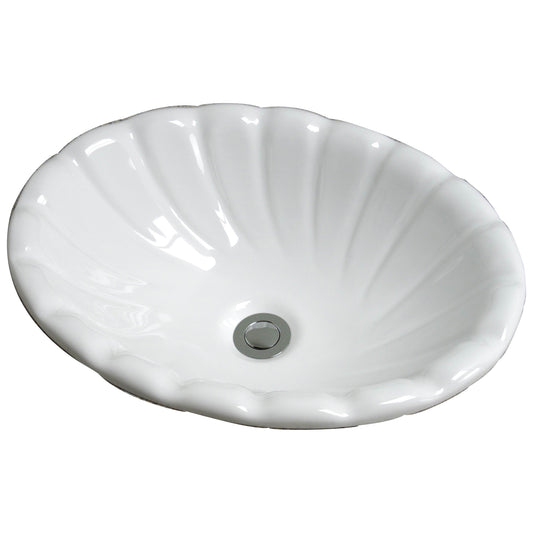 Corona Scalloped Oval Drop In Lavatory Sink in White