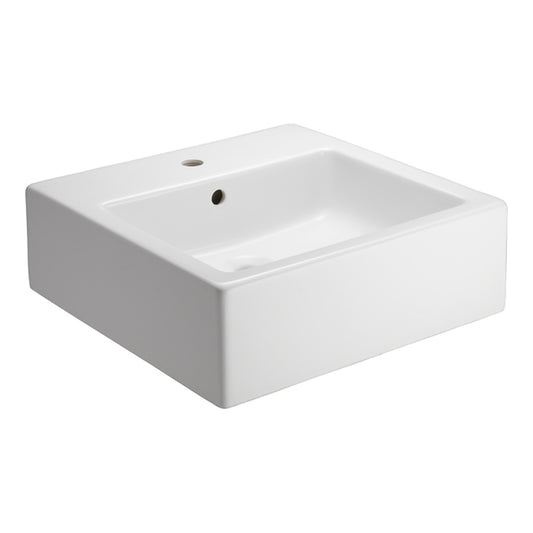 Patricia Square Vessel Basin Sink in White for Single Hole Faucet