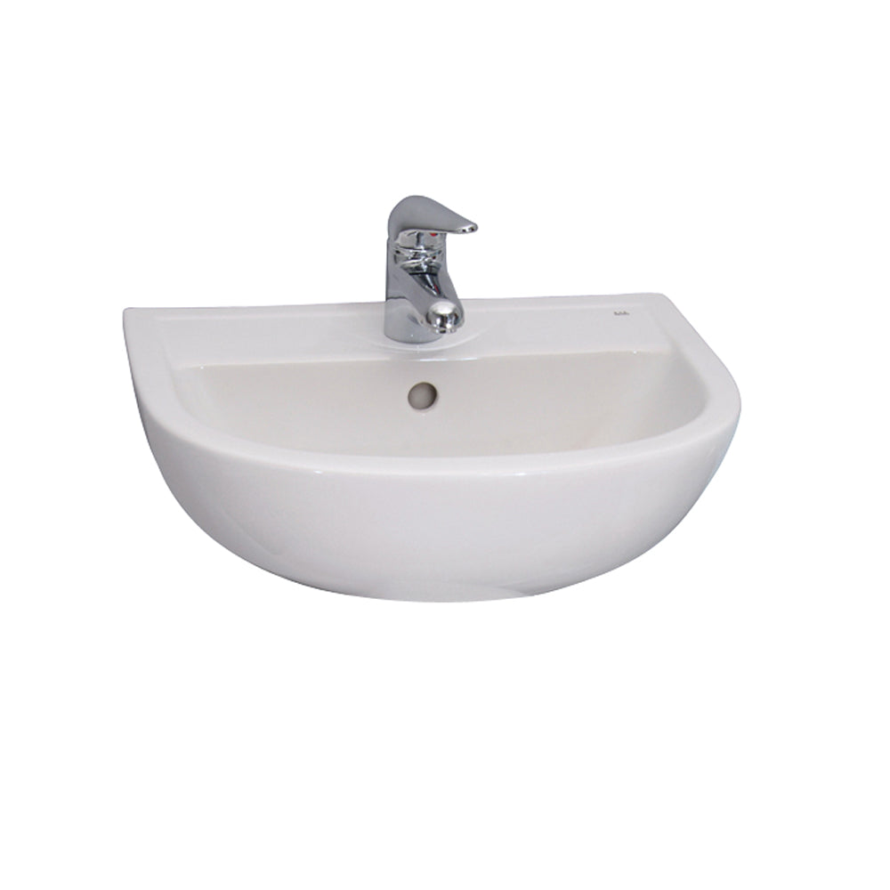 Compact 545 Wall Hung Bathroom Sink White with 1 Faucet Hole