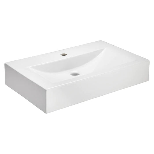Sonja Vessel Basin Sink in White Fire Clay with 1 Faucet Hole