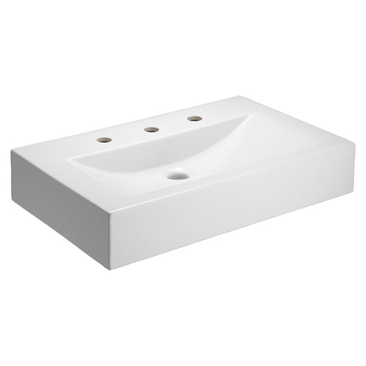 Sonja Vessel Basin Sink in White Fire Clay for Widespread Faucet