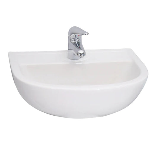 Compact 500 Wall Hung Bathroom Sink White with 1 Faucet Hole