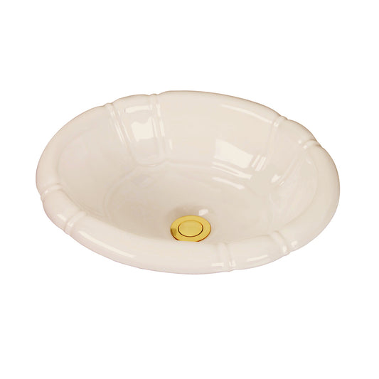 Sienna Fluted Oval Drop In lavatory Sink in Bisque