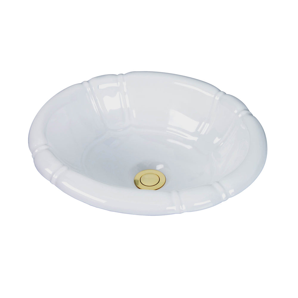 Sienna Fluted Oval Drop In lavatory Sink in White