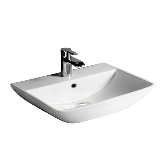 Summit 500 Wall Hung Bathroom Sink White with 1 Faucet Hole