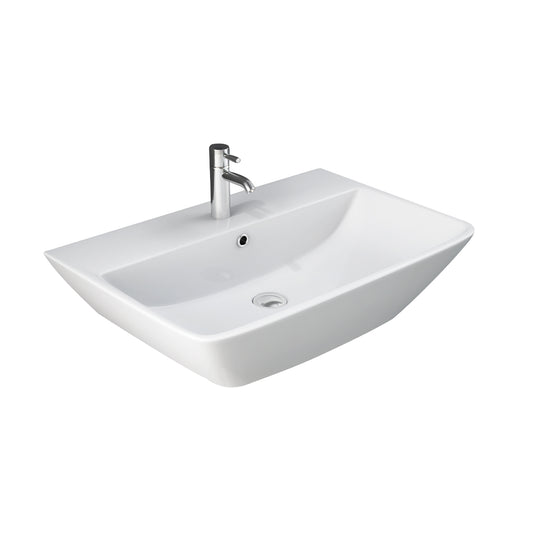 Summit 600 Wall Hung Bathroom Sink White with 1 Faucet Hole
