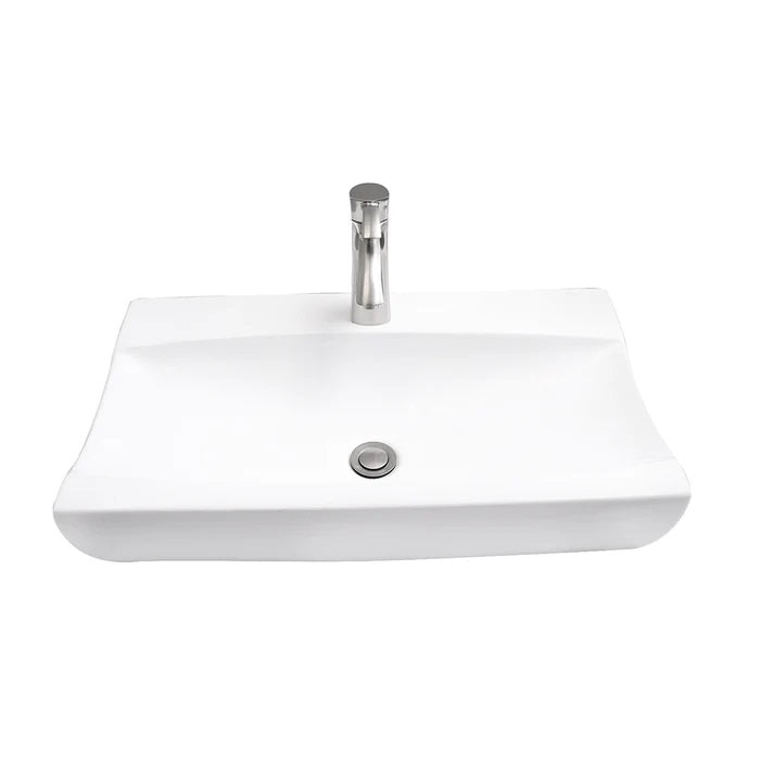 Ramsey Vessel Basin Sink 25" x 15" Rectangle with 1 Faucet Hole in White