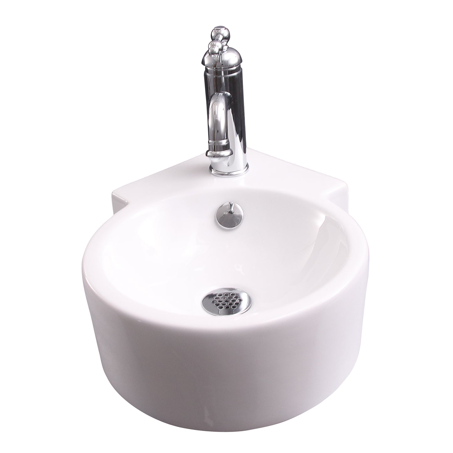 Dyer Corner Wall Hung 12" Bathroom Sink 1 Faucet Holes in White