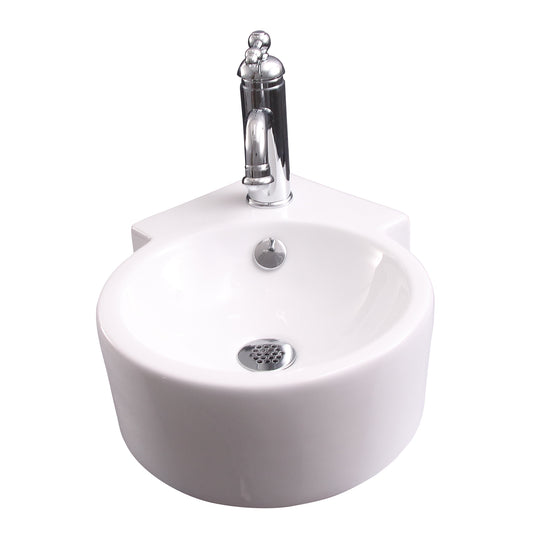Dyer Corner Wall Hung 12" Bathroom Sink 1 Faucet Holes in White